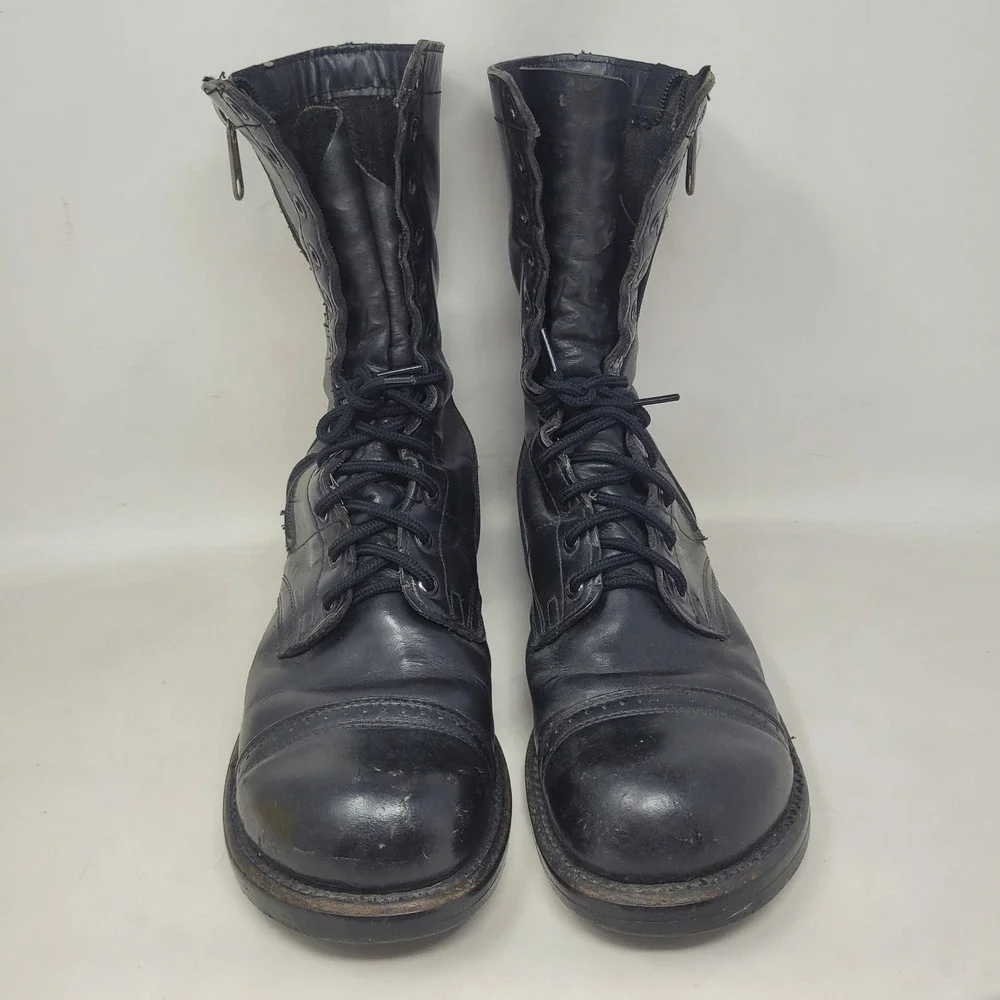 VTG Corcoran Jump Boots 10.5 Black Leather Cap Toe Military Paratrooper Combat